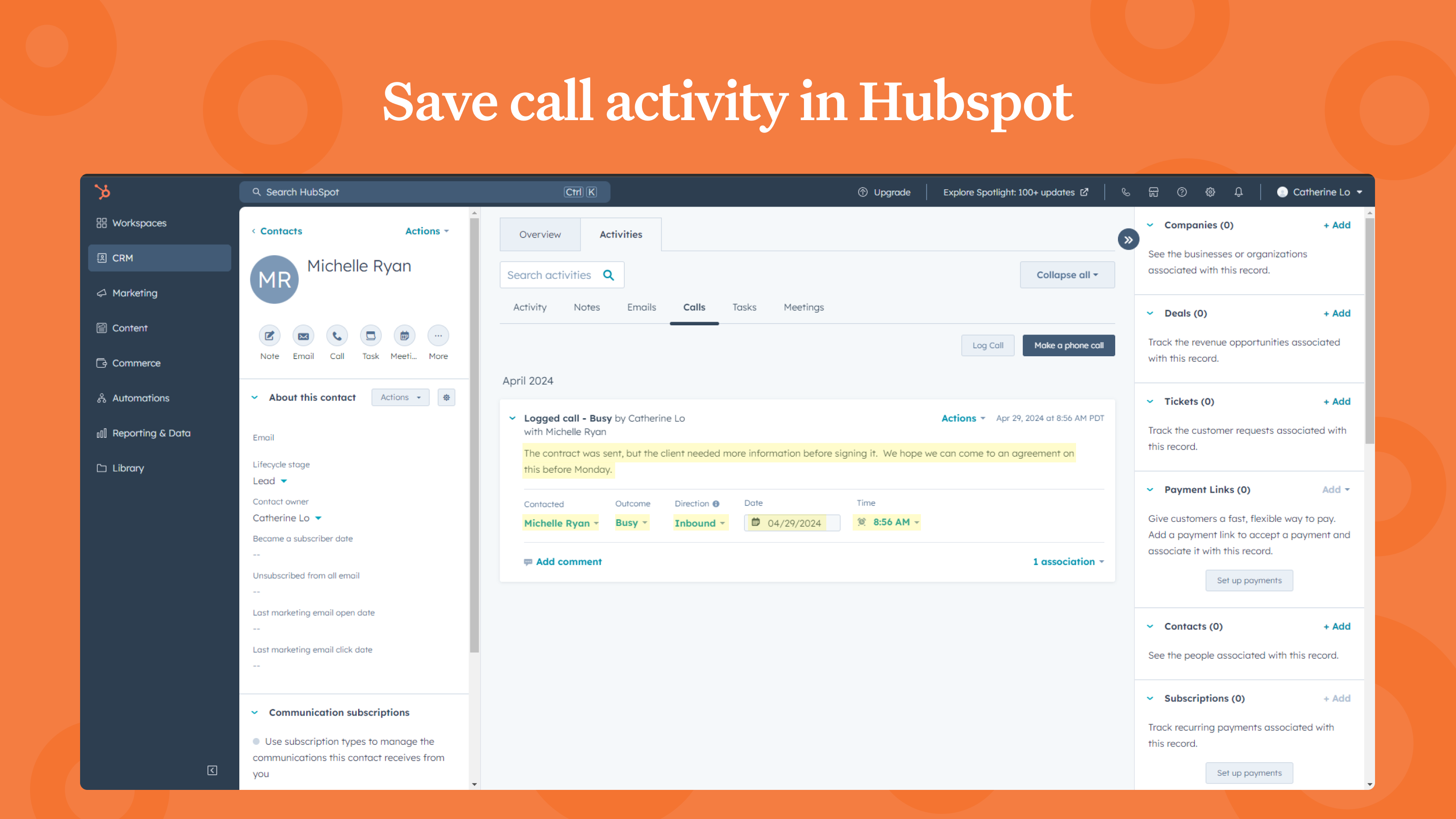 Call Activity Logging